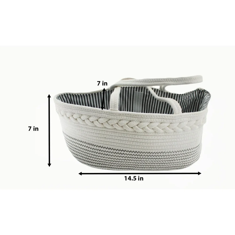 Luxury Little Diaper Caddy Organizer Woven Cotton Rope‎